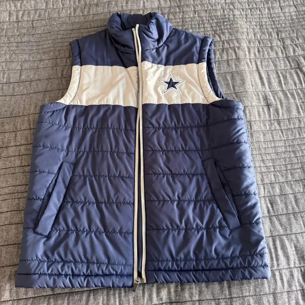 NWOT NFL Apparel Dallas Cowboys Logo Full Zip Lightweight Puffer Vest Mens Small - Picture 2 of 10